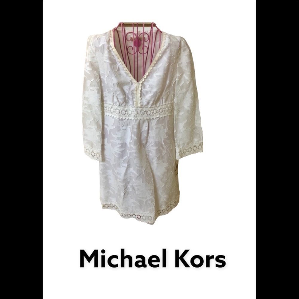 NWT! Michael Kors white linen lace mini dress 6